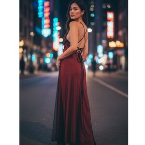 Vintage Black and Red Lace Dress